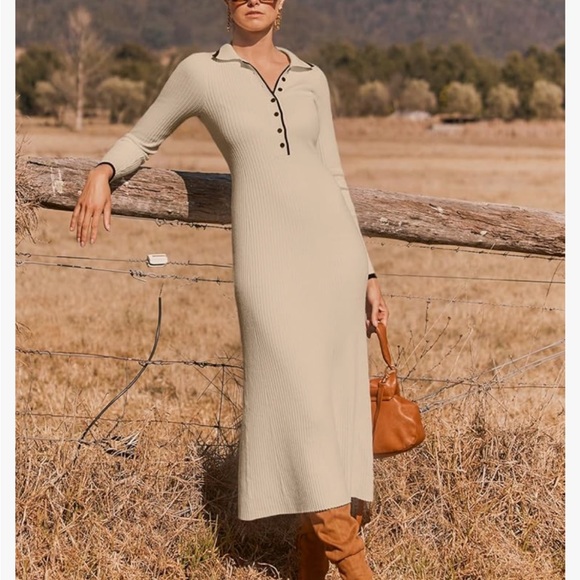 Yazmin Fine Knitted Rib Dress Light Beige main image 0